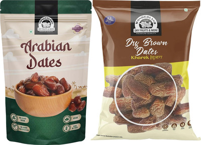 Wonderland Foods Premium Arabian Dates 500g & Dry Brown Dates 500g Dates Combo Dates(2 x 0.5 kg)