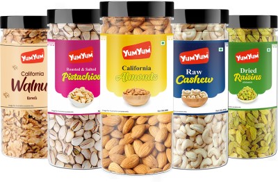 YUM YUM Premium Dry Fruits Combo-Badam,Kaju,Pista,Kishmish,Akhrot Giri(4*250g, 1*175g) - Almonds, Cashews, Pistachios, Raisins, Walnuts(5 x 235 g)