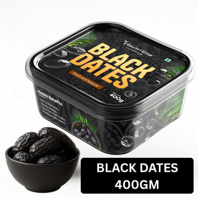 NeutriOne Premium Black Dates | Khajoor | Khajur | Soft Dried Healthy Snack | Rich in Iron Dry Dates(1 x 400 g)