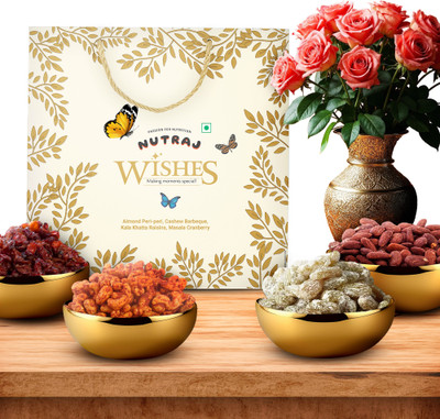 Nutraj Wishes Wishes Flavor Fusion 400g Diwali Dry Fruits Gift Hamper, Raisins, Cranberries, Cashews, Almonds(4 x 100 g)
