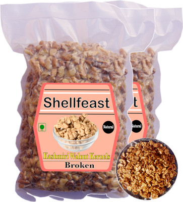 Shellfeast Broken Walnut Kernels, Premium Walnuts Without Shell, Akhrot Tukda Walnuts(2 x 400 g)