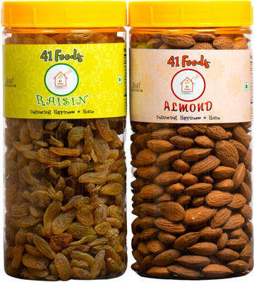 41 foods Dry fruits combo pack of Almonds | Raisins | badam kishmish kismis 400 GM Almonds, Raisins(2 x 200 g)