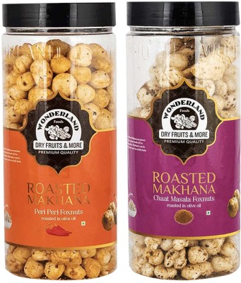 WONDERLAND Roasted Makhana Chaat Masala & Peri Peri Foxnuts Assorted Nuts(2 x 100 g)