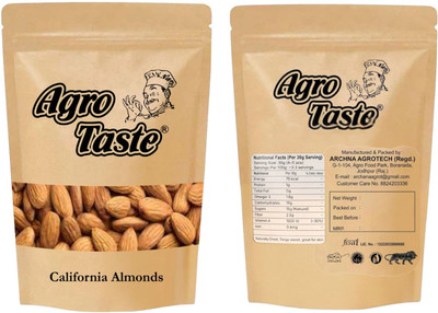 Agro Taste Premium Almonds High in Fiber | Real Nuts | Whole Natural Badam Almonds(1 x 250 g)