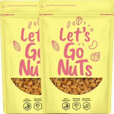 Let's GoNuts Pure Sweet & Clean Dry Grapes Seedless (Kismish) 250gx2 Raisins(2 x 250 g)