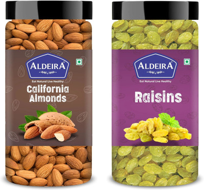Aldeira Natural Dry Fruits Combo Almonds 250gm + Kishmish 250gm (200g Each) Almonds, Raisins(2 x 250 g)
