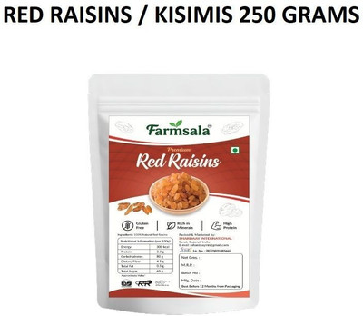 farmsala Premium Natural Red Raisins 250 GRM PACK OF 1 / Seedless Dry Grapes Raisins(1 x 250 g)