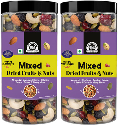 Wonderland Foods Premium Healthy Mixed Dried Fruits 500g Jar | Black Raisins, Cashews, Cranberries, Dates, Almonds  (2 X 0.5 Kg) For Rs. 450 @ 77 %