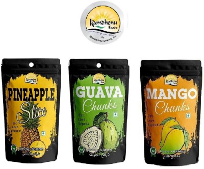Kamdhenu Foods Dried Fruit Pineapple, Guava and Mango Chunks Healthy Snacks Combo Pack, Assorted Fruit(3 x 100 g)