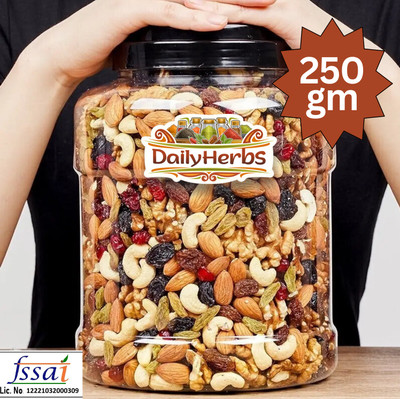 DAILYHERBS Mix Dry Fruit | Panchmeva | 250gm | AAA+ Almonds, Cashews, Raisins, Apricots, Assorted Seeds & Nuts(250 g)
