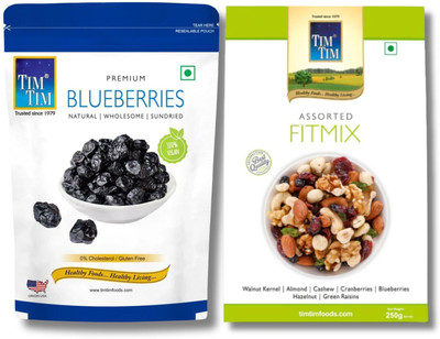 Tim Tim Premium-Blueberries 200g and Assorted Fitmix 250g, Combo pack, Blueberry(2 x 225 g)