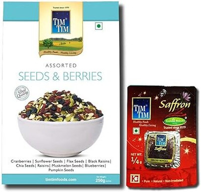Tim Tim Seeds and Berries 250gm,Original Kashmiri Saffron (A+++ Grade)1/4 gm, Bilberries(1 x 250 g)