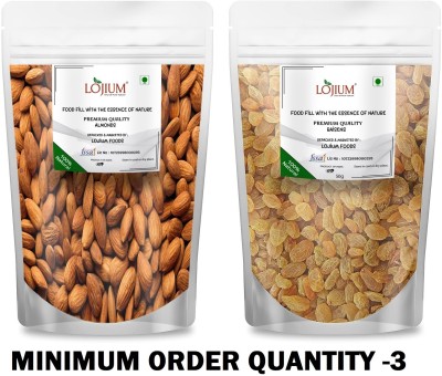 LOJIUM BEST QUALITY CALIFORNIA ALMONDS & GOLDEN RAISINS(KISHMISH) (50g EACH) Almonds, Raisins(100 g)