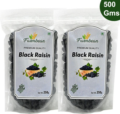 Farmbean Black Raisin|Dry Grapes|Kali Kishmis|Black Kismis|Kaali Dakh|Dakha|Raisins Raisins(2 x 250 g)