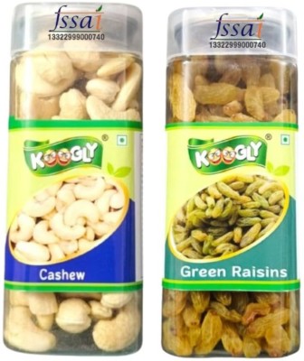 Koogly Premium Raw White Kaju and Raisins For Free time snacking and Dieting Cashews, Raisins(2 x 175 g)