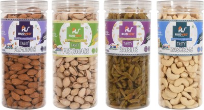 Rudved Dry Fruits Jar Combo Pack of 4 X 100 gm Almonds Cashew Pista Raisins(4 x 100 g)