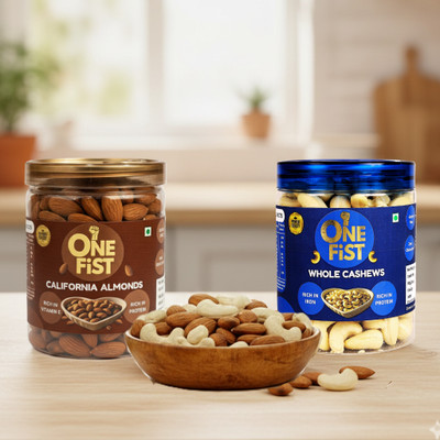 ONE FIST Dry Fruits Combo Pack of Almonds, Cashews(2 x 300 g)