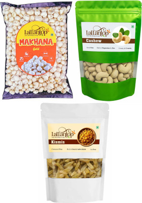 LALLANTOP Makhana gold 250g | Cashew 500g | Kismis 500g Healthy Dry Fruits Combo Pack Fox Nut, Cashews, Raisins(3 x 416.67 g)