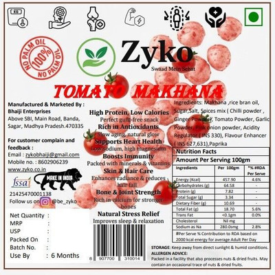 ZYKO Roasted Tomato Flavour -Makhana-100 Fox Nut(1 x 100 g)