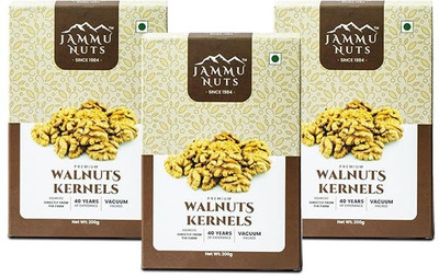 Jammu Nuts Premium Walnut Kernel | Crunchy Walnuts | Akhrot | Gluten-Free & High Protein Walnuts(3 x 200 g)