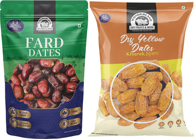 Wonderland Foods Premium Fard Dates 500g & Dry Yellow Dates 500g Dates Combo Dates(2 x 0.5 kg)