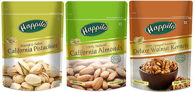 Happilo Premium Dry Fruits Combo Pack (Almonds, Walnuts Kernels & Pistachio), Assorted Nuts(3 x 200 g)