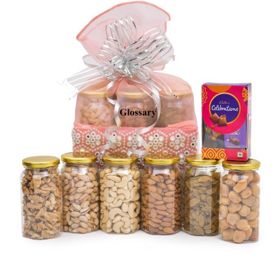 Glossary DRY FRUIT &NUT AND CELEBRATION GIFT HAMPER/BASKET/BOX/PACK (1500GM) Cashews, Almonds, Pistachios, Raisins, Walnuts, Apricots(6 x 250 g)