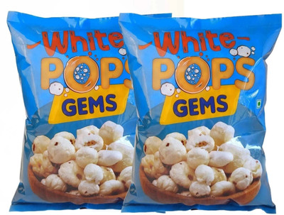 White Pops Gems Makhana Foxnuts Gorgon nut Gluten Free Vegan Snacks Fox Nut(2 x 250 g)