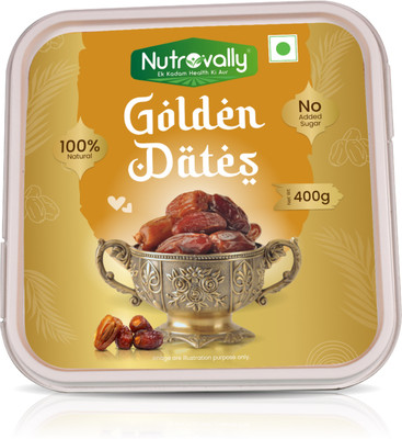 NutroVally Premium Golden Dates | High-Fiber Dry Fruit for Bone Health & Energy Dates(1 x 400 g)