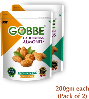 GOBBE Premium Californian Almonds/Badam-400 Grams (200*2) Almonds(2 x 200 g)