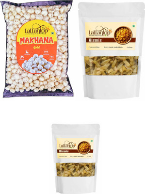 LALLANTOP Makhana gold 250g | Kismis 250g,500g Healthy Dry Fruits Combo Pack Fox Nut, Raisins(3 x 333.33 g)