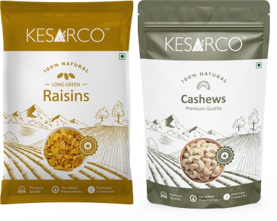 KESARCO Dry Fruits Combo Pack, Cashew & Raisin 200 gm Each, Kaju & Kishmish Pack-400 gm Cashews, Raisins(2 x 200 g)