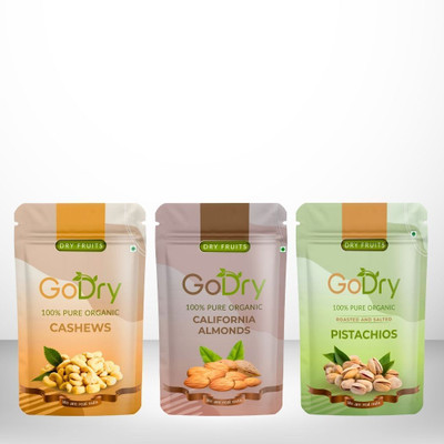 GoDry Whole Cashews California Almonds Pistachios Roasted & Salted(100g) Cashews, Almonds, Pistachios(3 x 100 g)