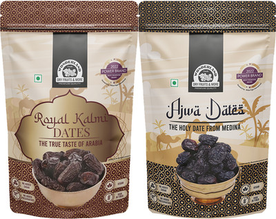 WONDERLAND Foods - Dry Fruits Ajwa & Kalmi Dates 400g | Healthy & Nutritious Soft Khajoor Dates(2 x 200 g)