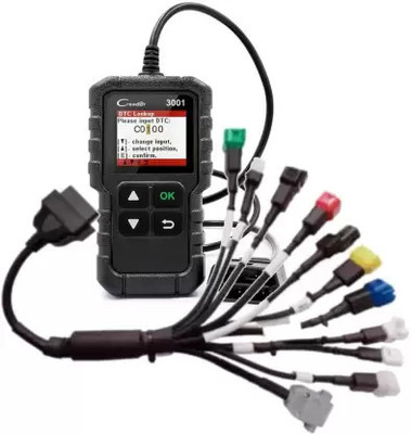 SPANTER High Quality Moulded Universal 11 Cord BS6 Bike Cable And Launch CR3001 Scanner OBD Reader