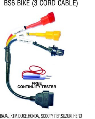 Xsentuals Bs6 bike cable 3 cord cable w/t continuity tester OBD Interface