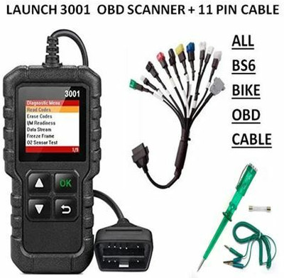 Xsentuals LAUNCH 3001 OBD Scanner + BS6 Bike OBD II Scanner + Circuit Tester FREE OBD Reader