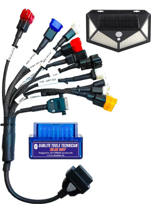 DANLITE TOOLS AND TECHNICIAN bs6 bike cable with 11 couplar OBD Interface free continuity tester OBD Reader