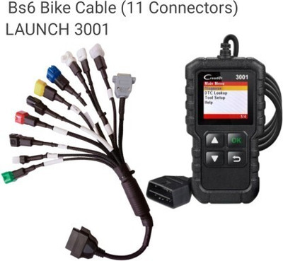 RG All BS6 Bike Cable (LAUNCH 3001 + 11 Connectors Cable ) work on all Bikes OBD Interface