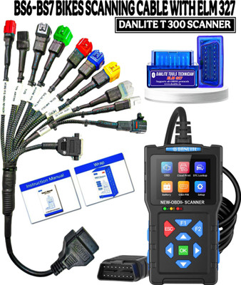 DLKW DANLITE BS6-BS7 BIKE SCANNING CABLE WITH T300 OBD -II SCANNER WITH BLUE ELM 327 OBD Reader