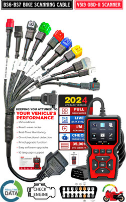 DANLITE TOOLS AND TECHNICIAN Launch CR3001 Scanner Heavy Moulded Universal All in One 11 Cord BS6 Bike Cable OBD Reader