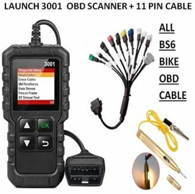 RG LAUNCH 3001 OBD Scanner + BS6 Bike OBD II Cable + Circuit Tester OBD Interface