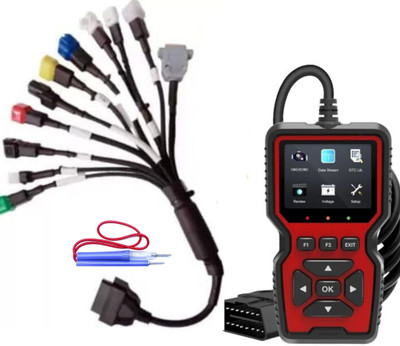 RG V519 OBD SCANNER + 11 CORD ALL BIKE UNIVERSAL OBD CABLE + Line Tester OBD Reader