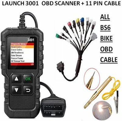 Xsentuals LAUNCH 3001 OBD Scanner + All BS6 Bike OBD II Cable + Circuit Tester OBD Reader