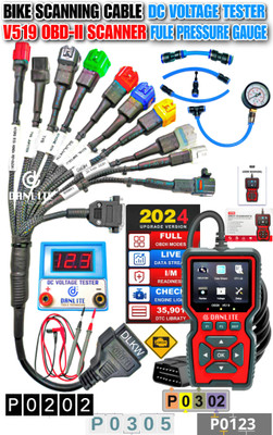 DLKW Danlite V519 OBD-II Scanner 11 Coplar Cable ELM 327 DC Voltage OBD Reader