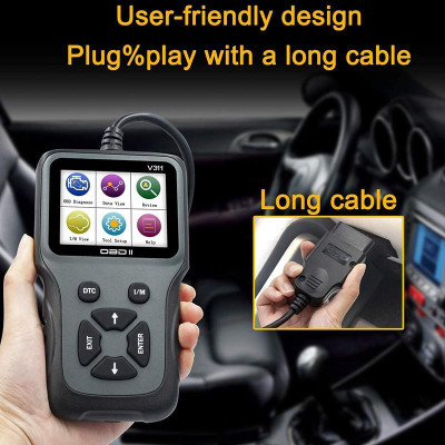 Xsentuals V311 OBD2 Scanner Color LCD Screen Hand-held Automatic Code Reader OBD Interface