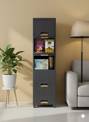 MAXTID Plastic 5 Grey Layer Storage Durable and Sturdy  Office Set(Grey)