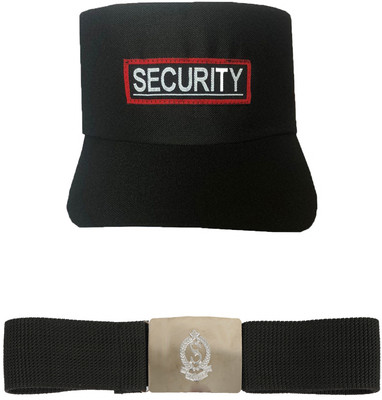 Qualityfab Security Guard Accessories Badge Cap + Belt  Office Set(Black)