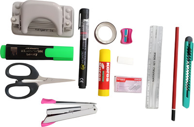 JMBW INTERNATIONAL All in One 14 Items Stationery Combo for Office, Home and School use  Office Set(Multicolor)