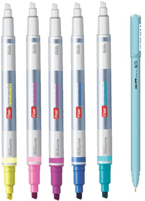 FLAIR Creative Erasable Highlighter Set Of 5 With XO pen  Office Set(Multicolor)